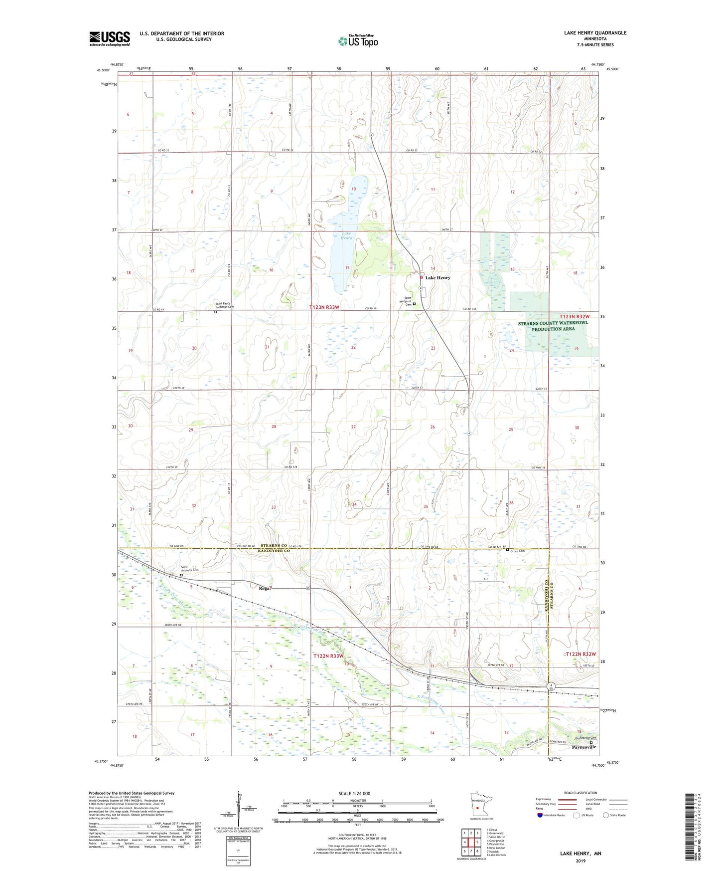Lake Henry Minnesota US Topo Map Image