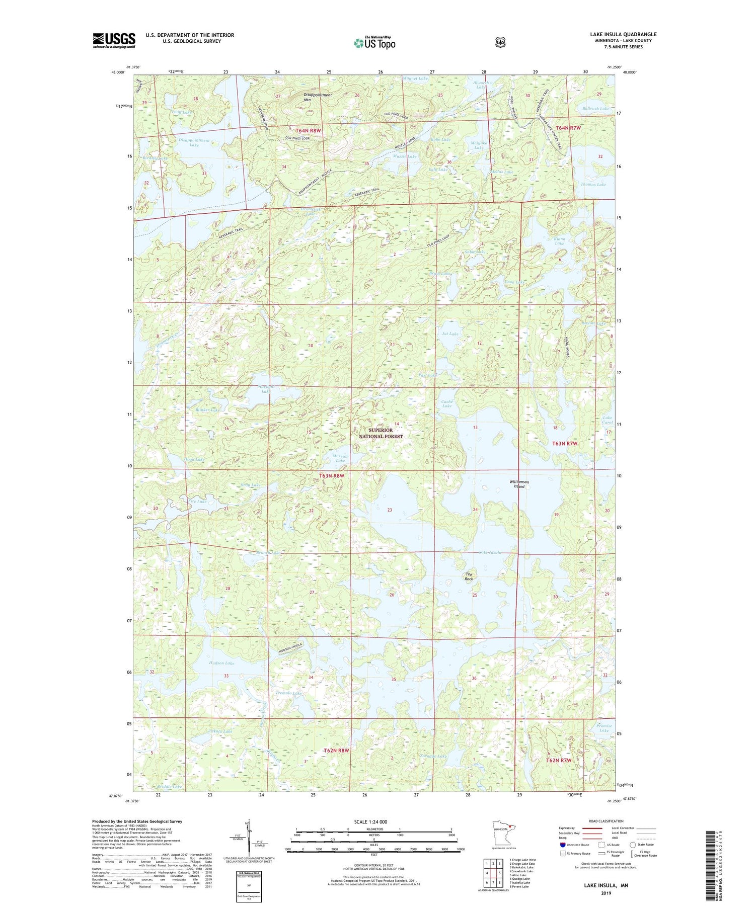 Lake Insula Minnesota US Topo Map Image