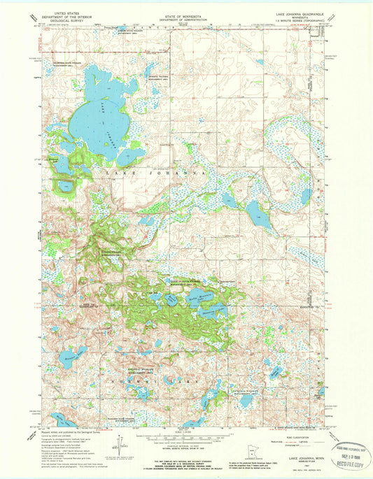 Classic USGS Lake Johanna Minnesota 7.5'x7.5' Topo Map Image