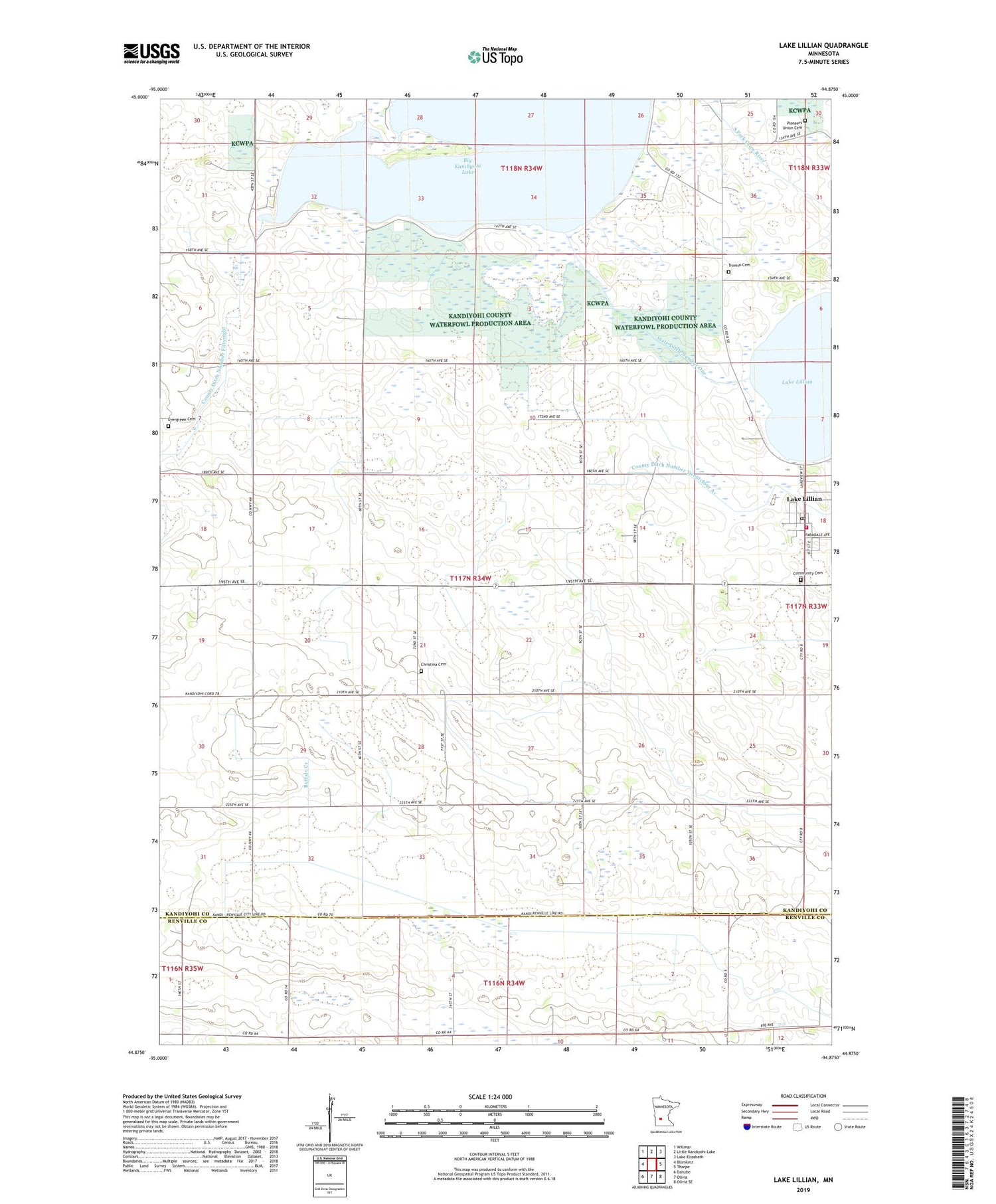 Lake Lillian Minnesota US Topo Map Image