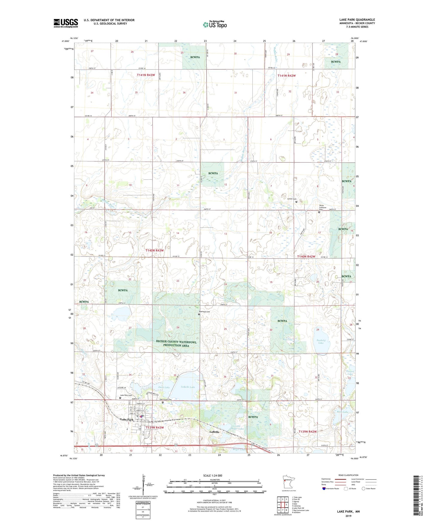 Lake Park Minnesota US Topo Map Image