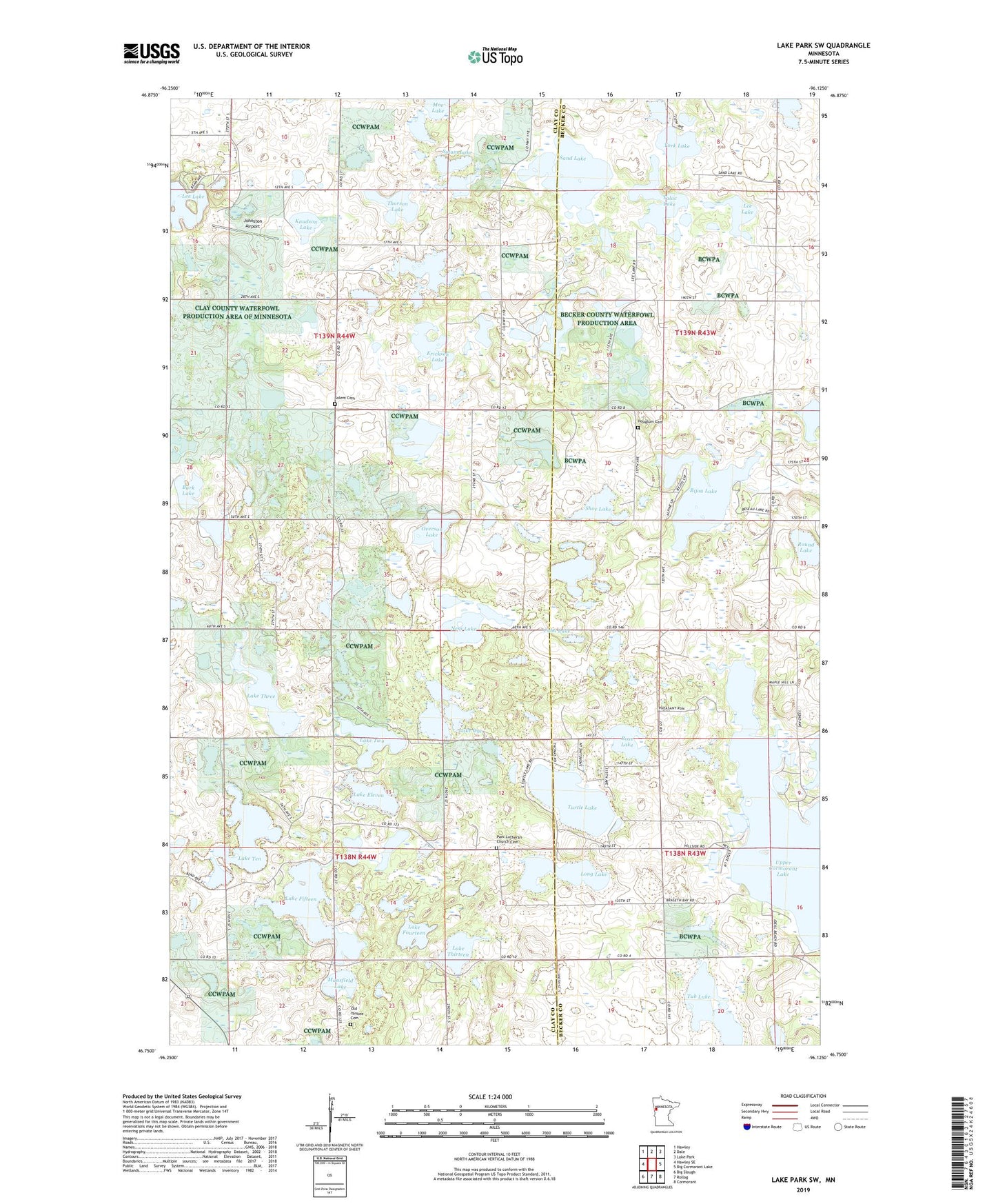 Lake Park SW Minnesota US Topo Map Image