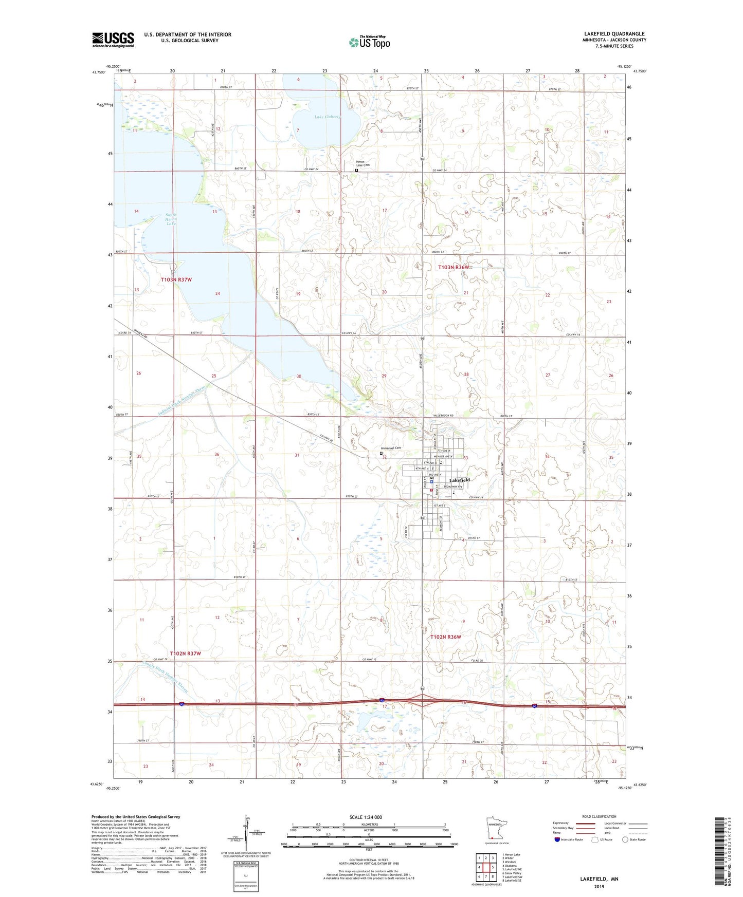 Lakefield Minnesota US Topo Map Image