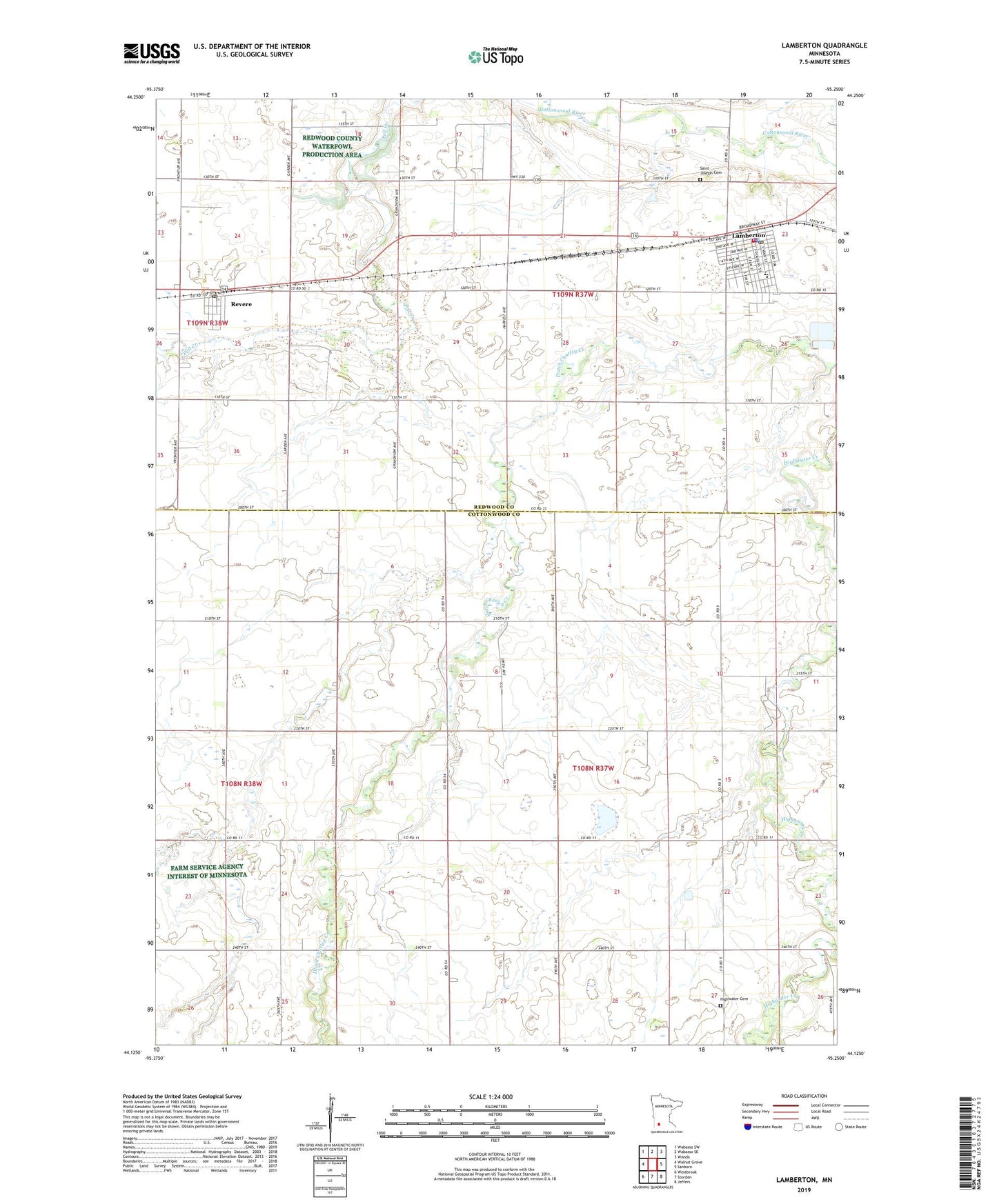 Lamberton Minnesota US Topo Map Image