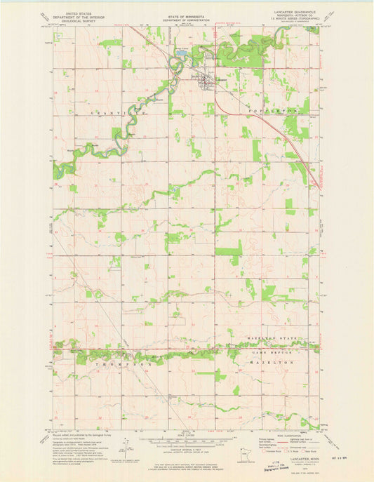 Classic USGS Lancaster Minnesota 7.5'x7.5' Topo Map Image