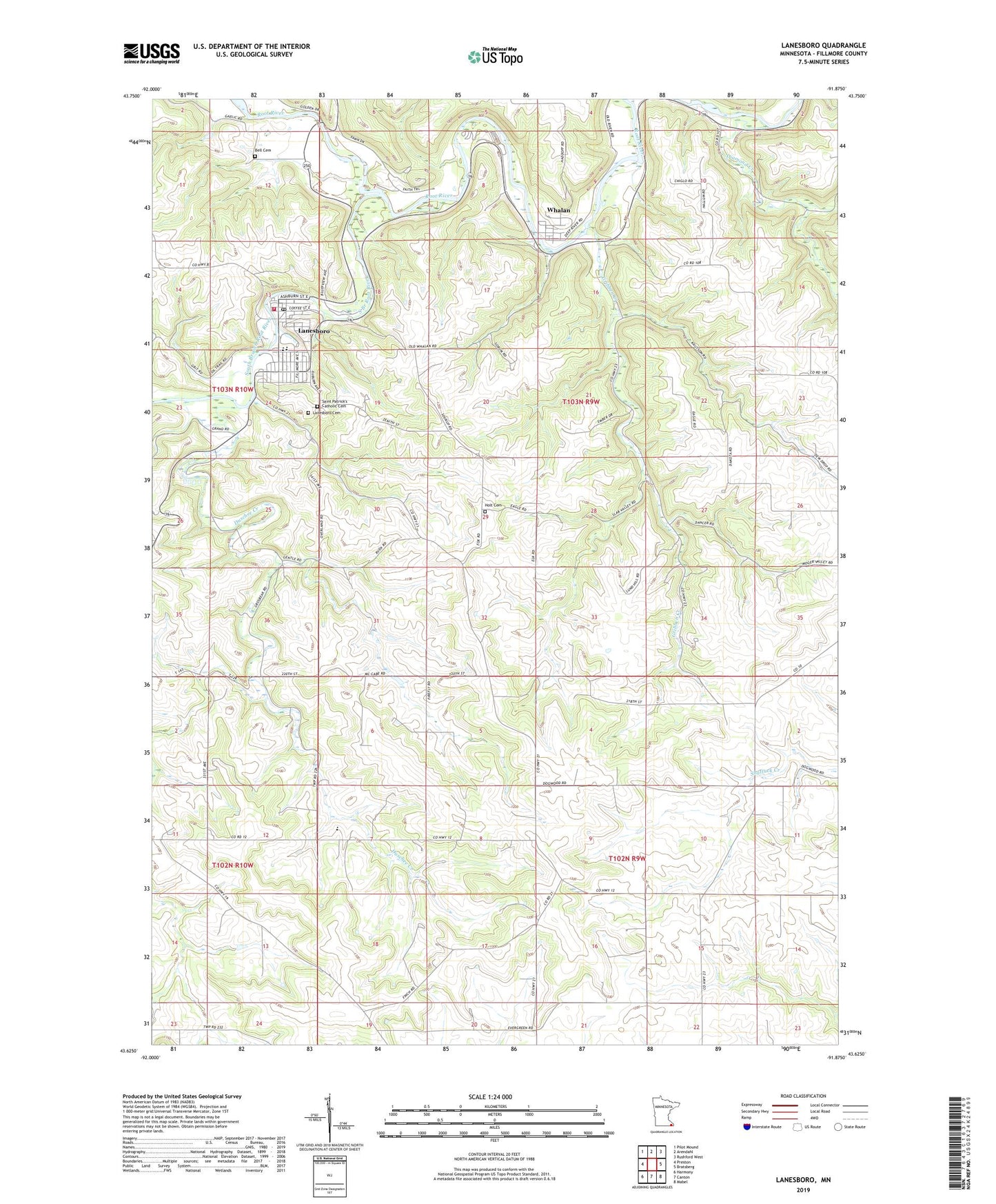 Lanesboro Minnesota US Topo Map Image