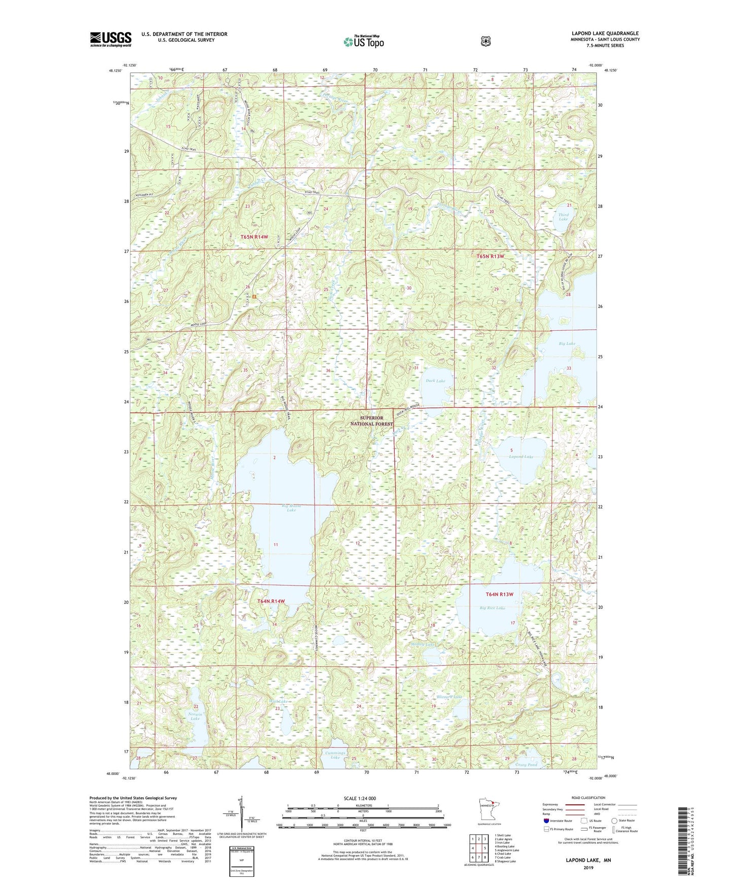 Lapond Lake Minnesota US Topo Map Image