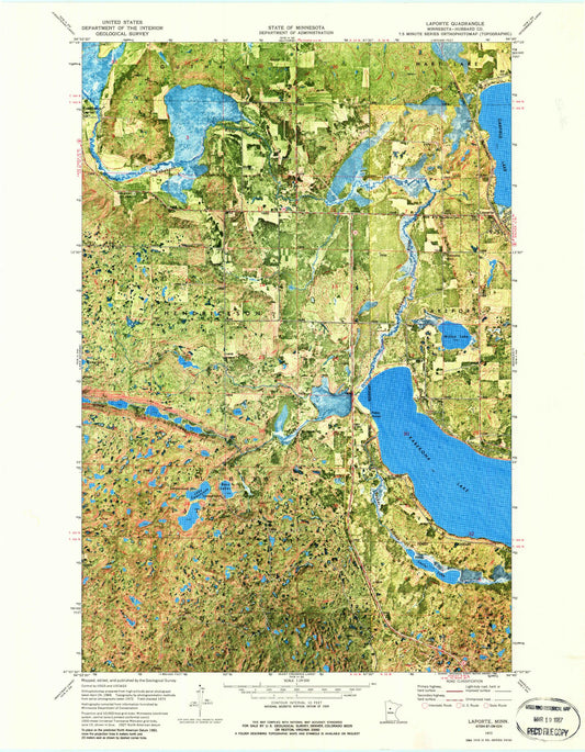 Classic USGS Laporte Minnesota 7.5'x7.5' Topo Map Image