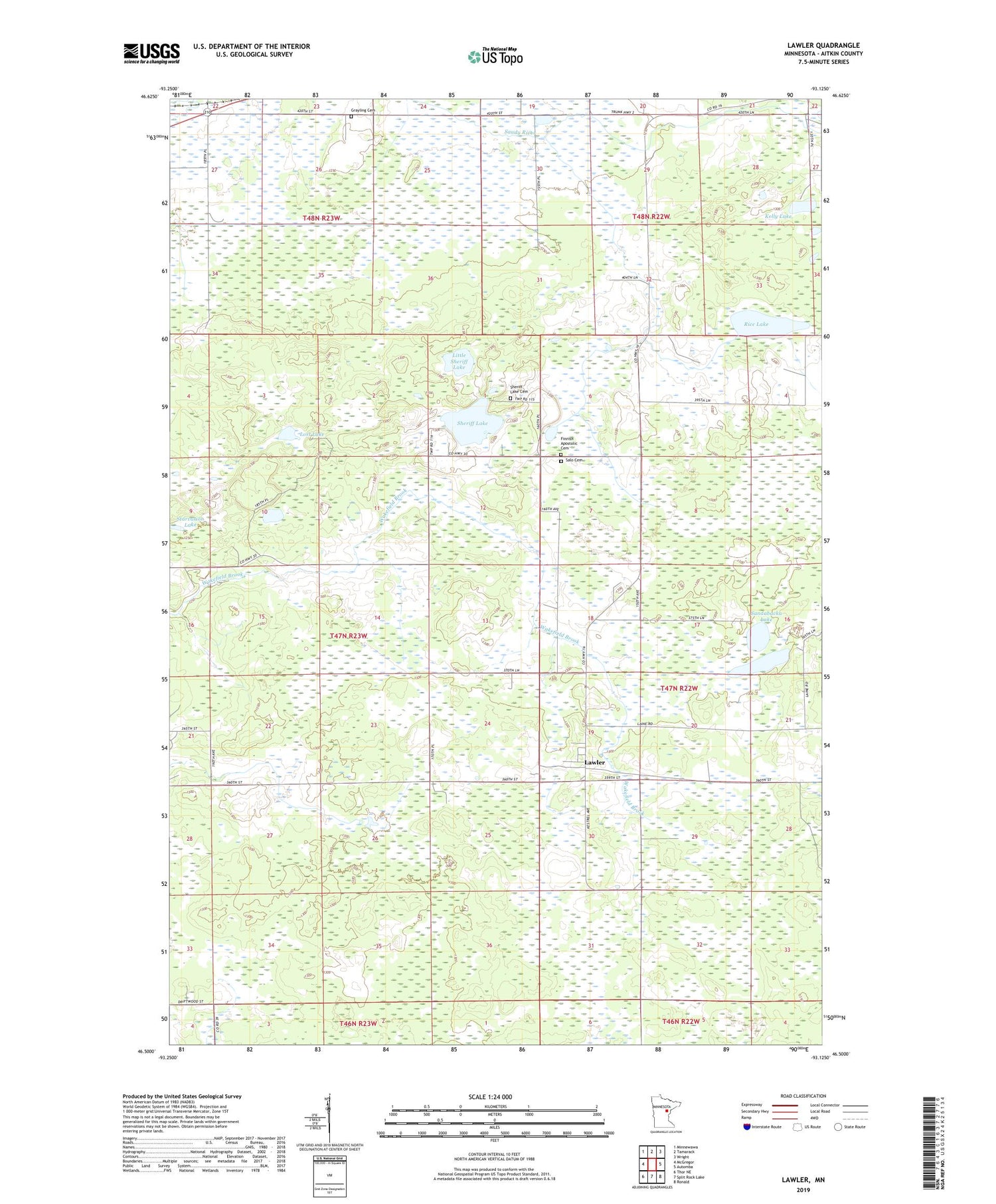 Lawler Minnesota US Topo Map Image