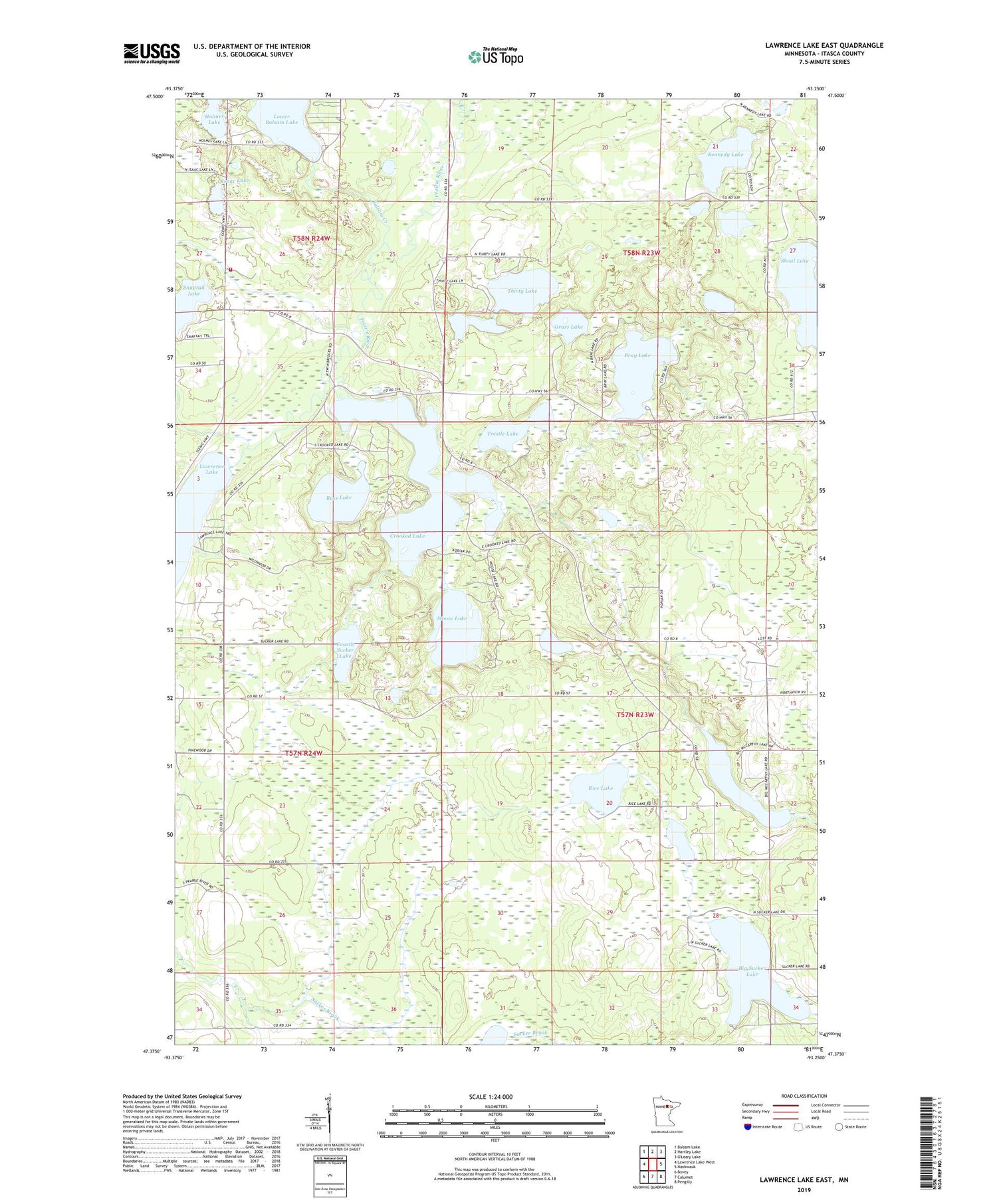Lawrence Lake East Minnesota US Topo Map Image