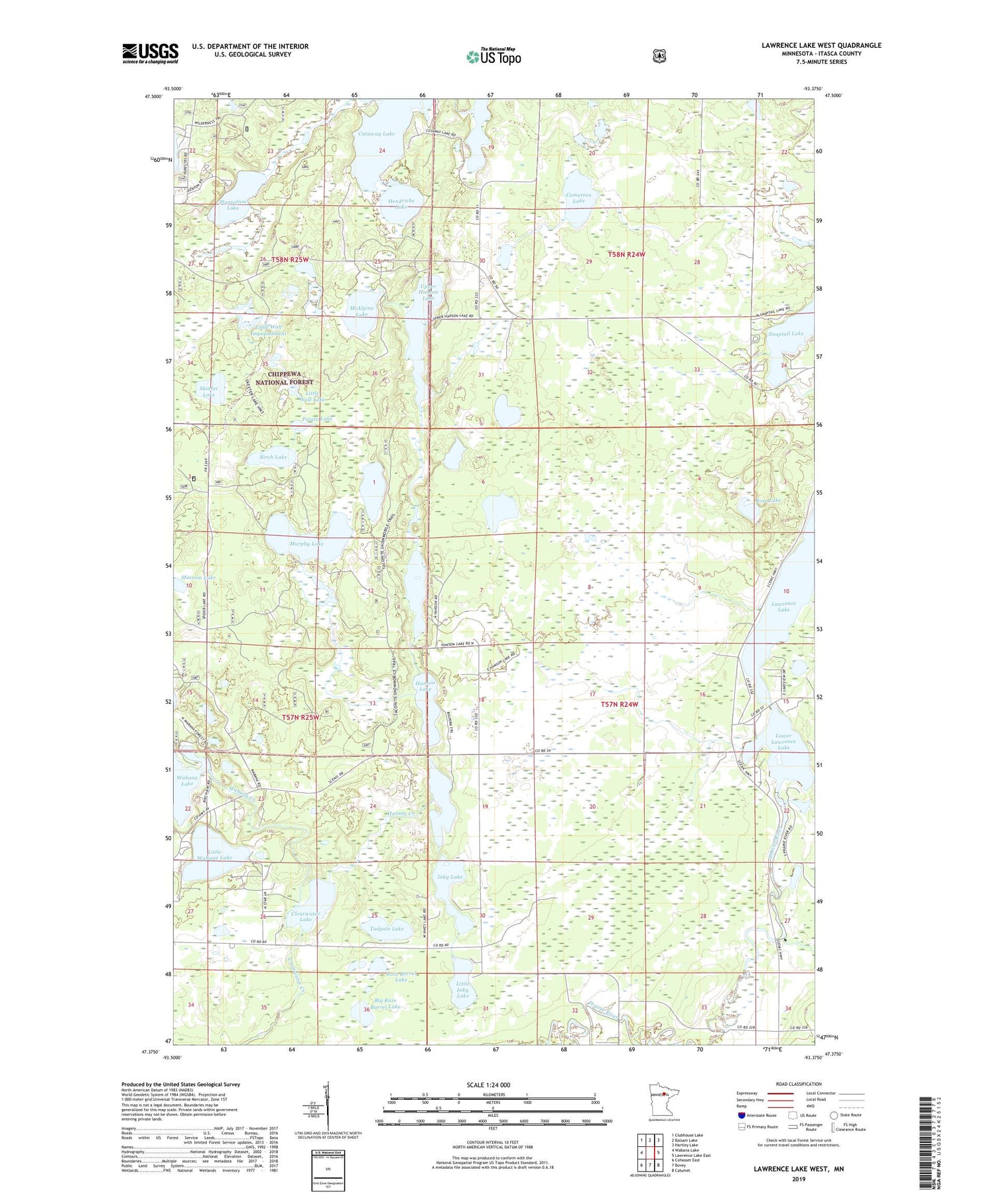 Lawrence Lake West Minnesota US Topo Map Image