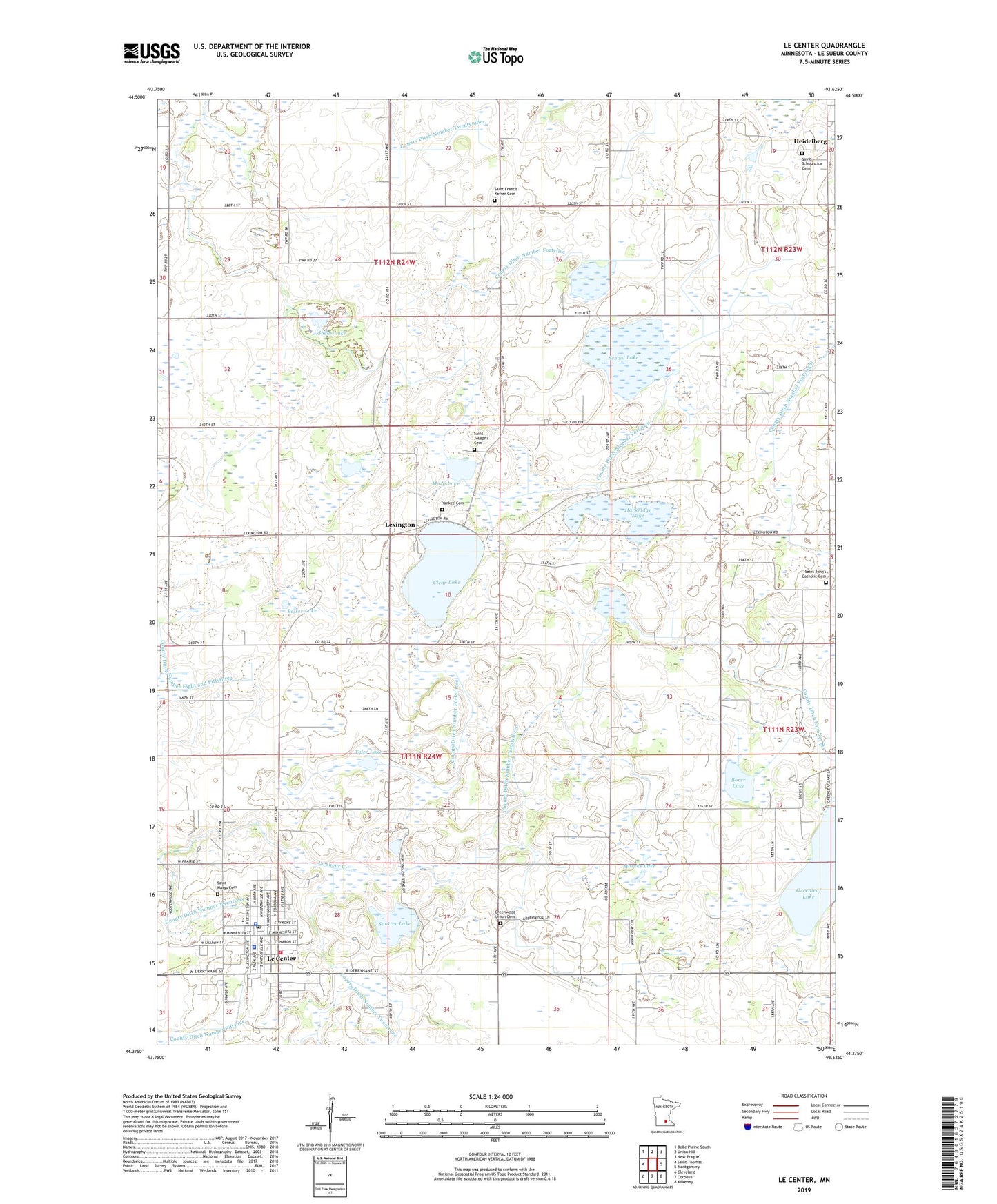 Le Center Minnesota US Topo Map Image