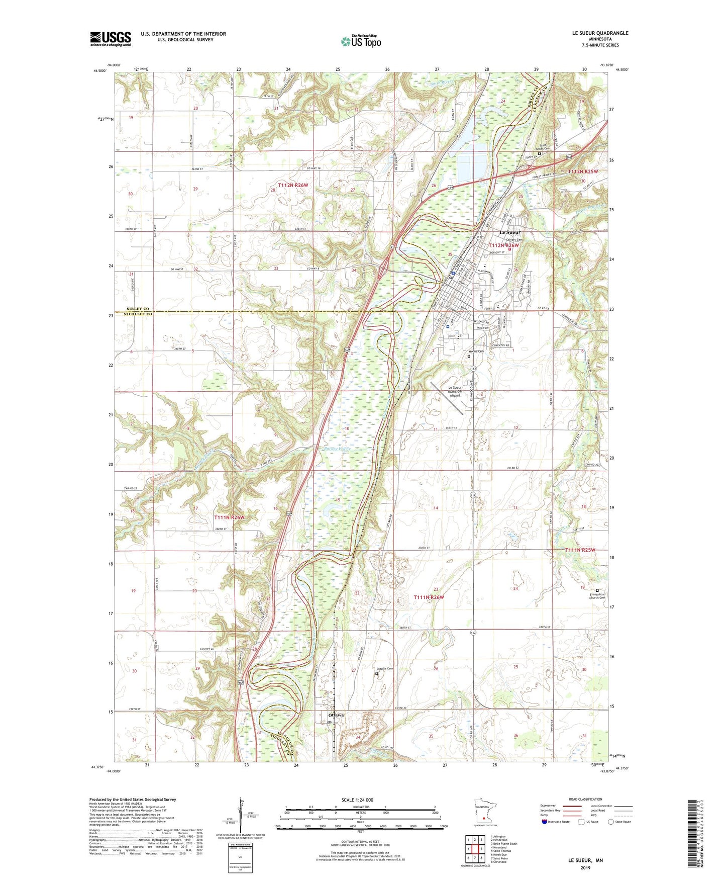 Le Sueur Minnesota US Topo Map Image