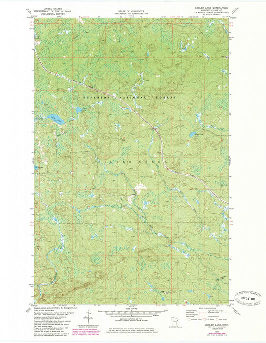 Classic USGS Legler Lake Minnesota 7.5'x7.5' Topo Map Image