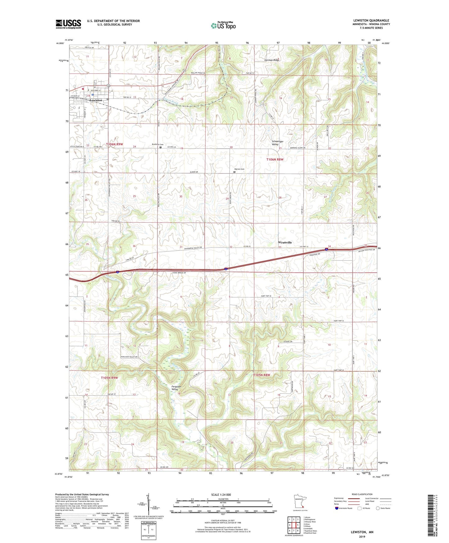 Lewiston Minnesota US Topo Map Image