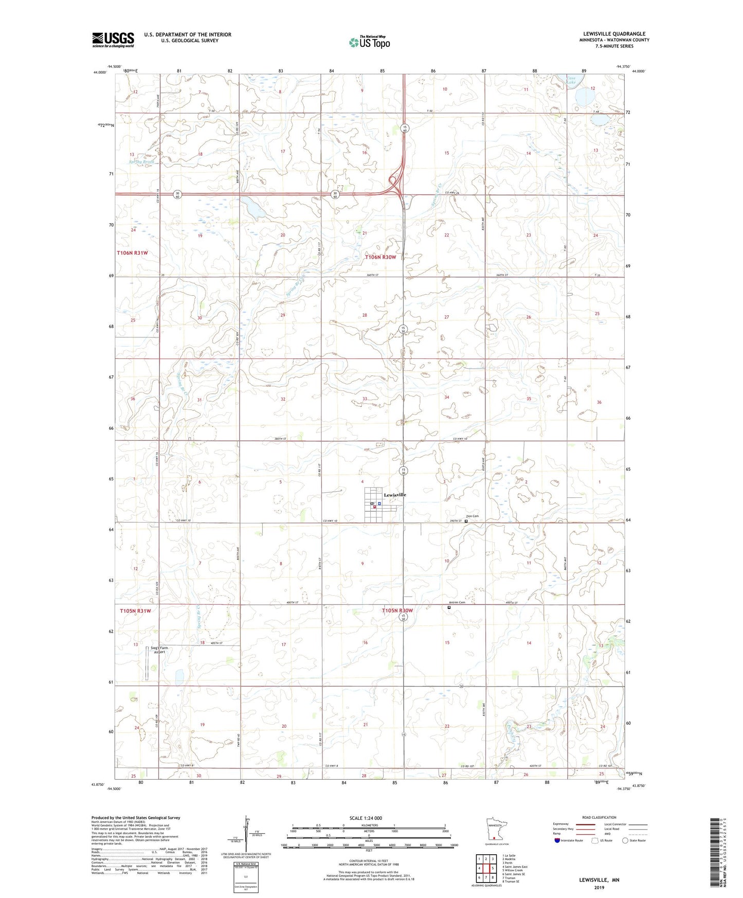 Lewisville Minnesota US Topo Map Image