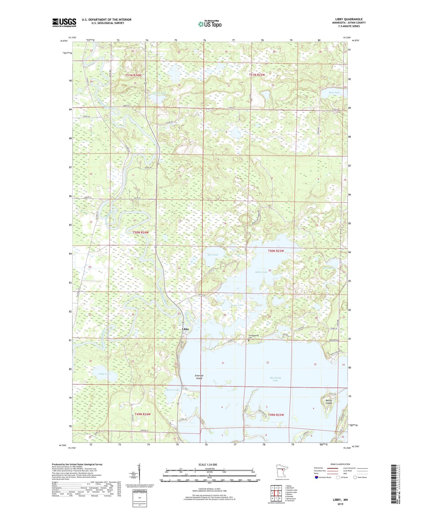 Libby Minnesota US Topo Map Image