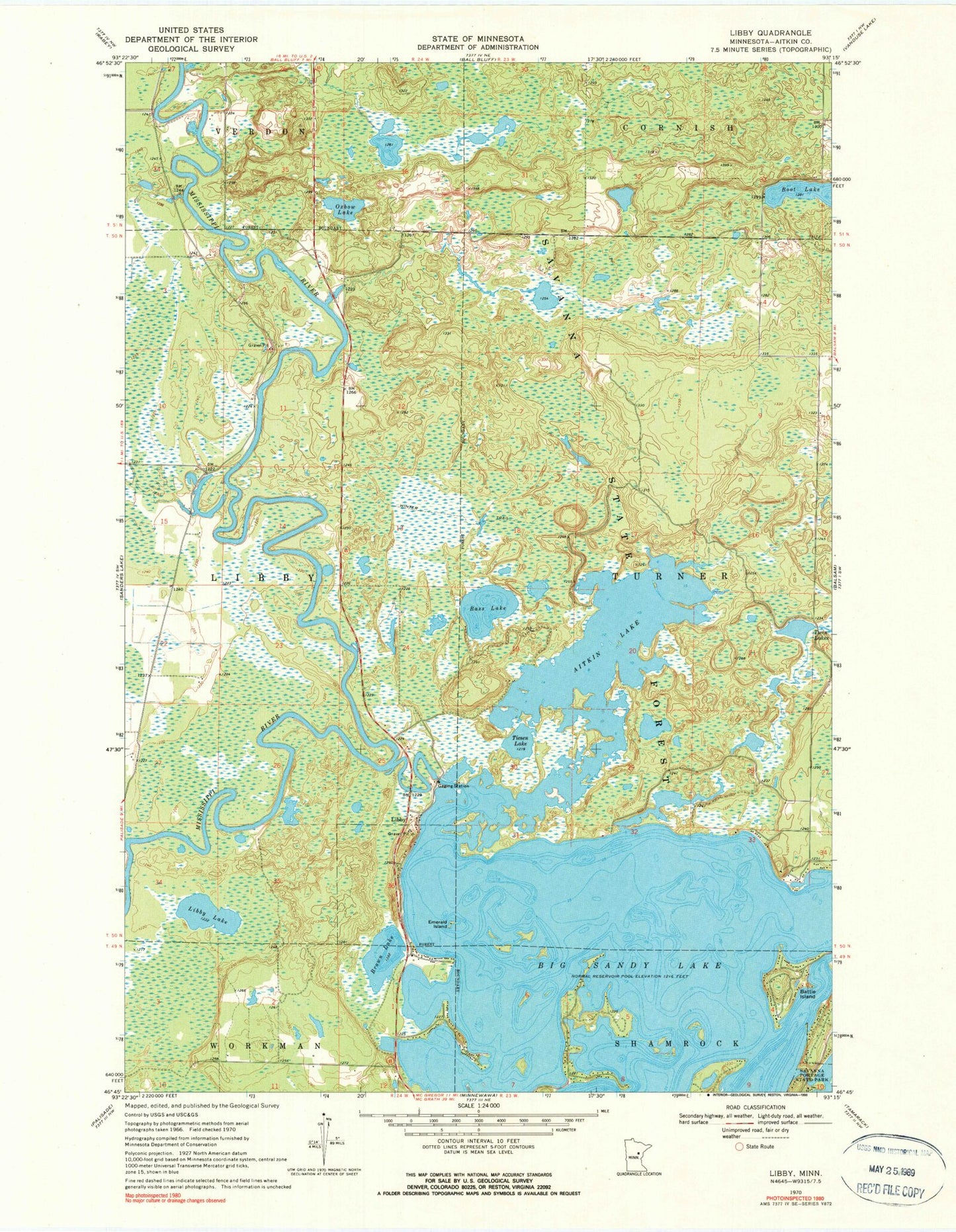 Classic USGS Libby Minnesota 7.5'x7.5' Topo Map Image