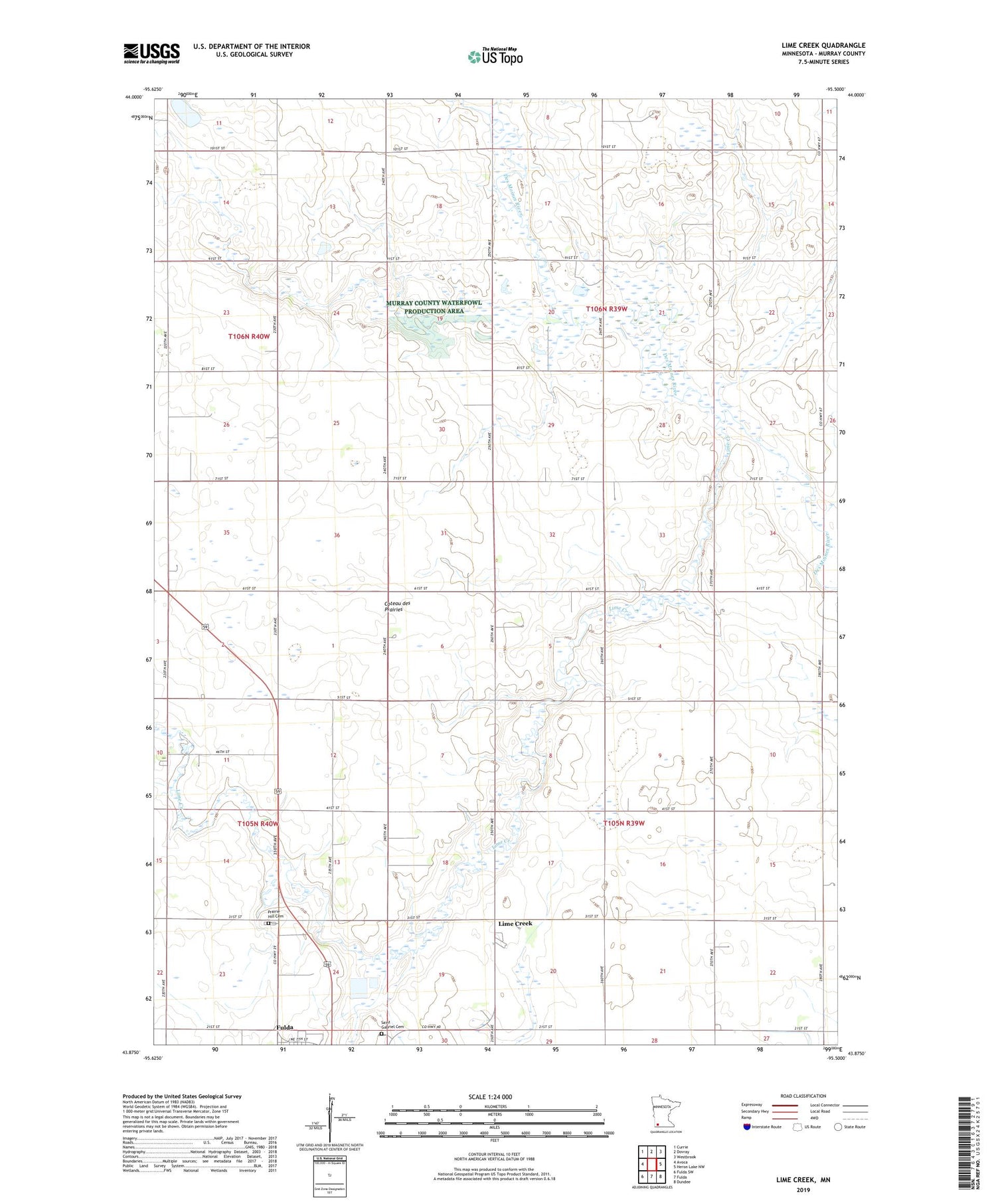 Lime Creek Minnesota US Topo Map Image