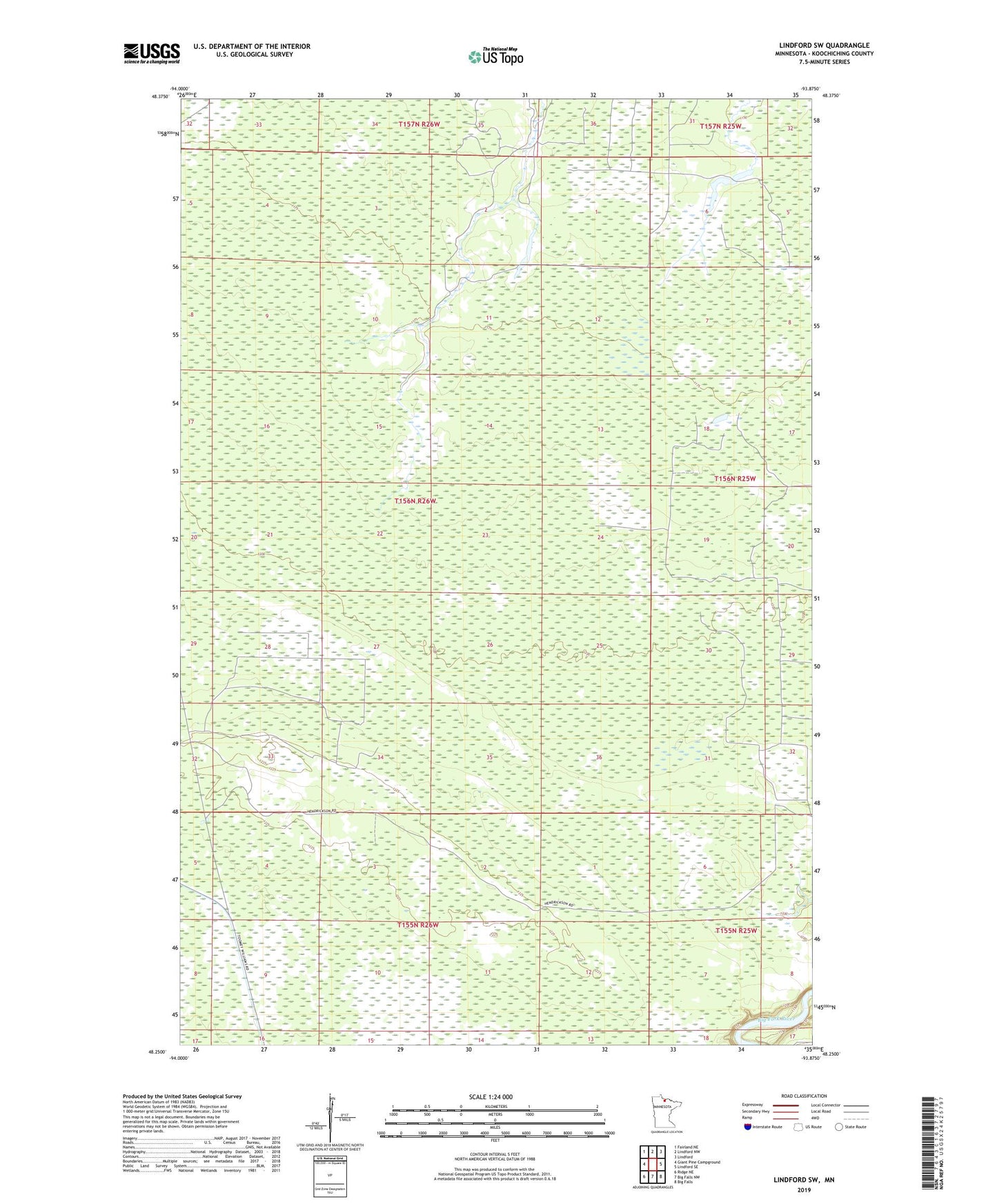 Lindford SW Minnesota US Topo Map Image