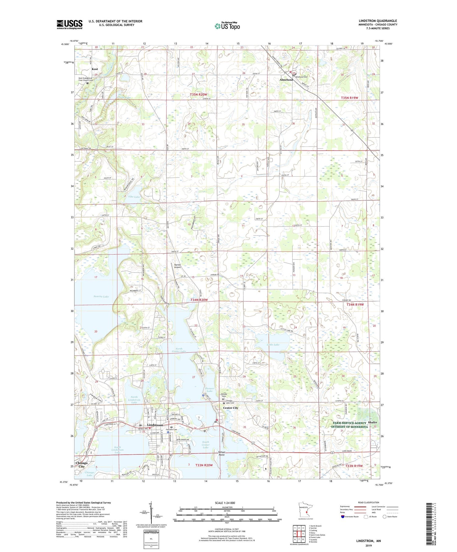 Lindstrom Minnesota US Topo Map Image