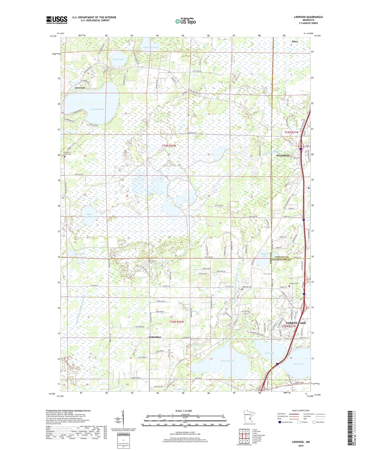Linwood Minnesota US Topo Map Image