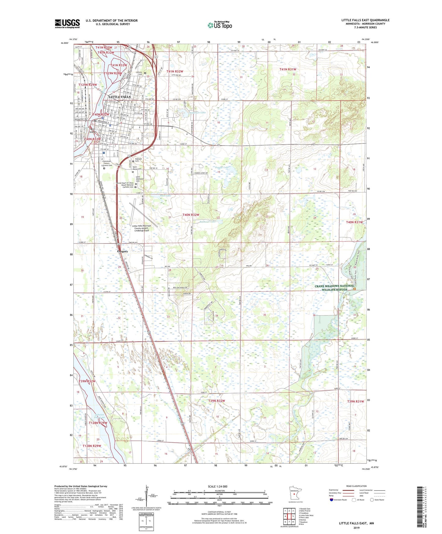 Little Falls East Minnesota US Topo Map Image