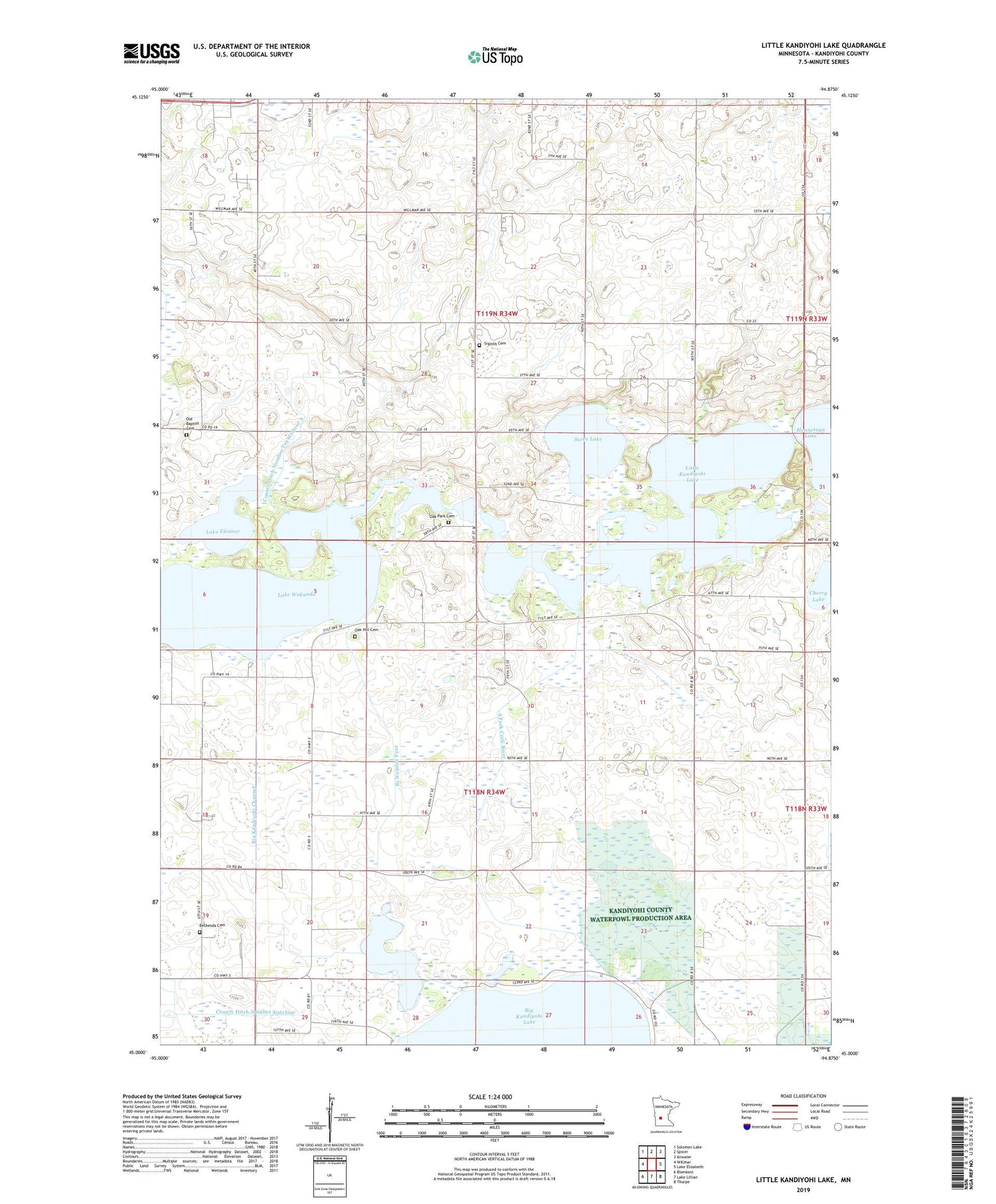Little Kandiyohi Lake Minnesota US Topo Map Image