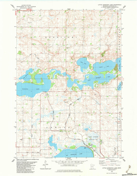 Classic USGS Little Kandiyohi Lake Minnesota 7.5'x7.5' Topo Map Image