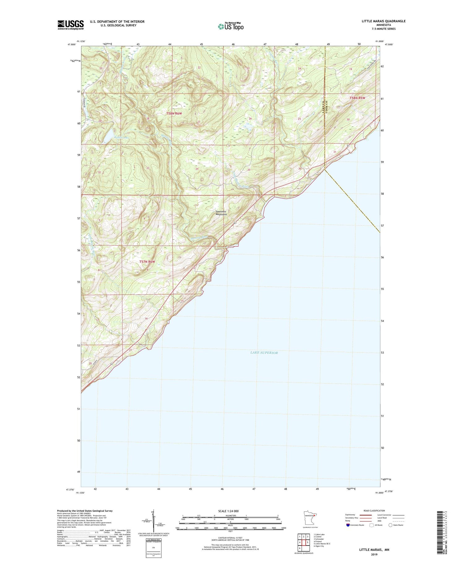 Little Marais Minnesota US Topo Map Image