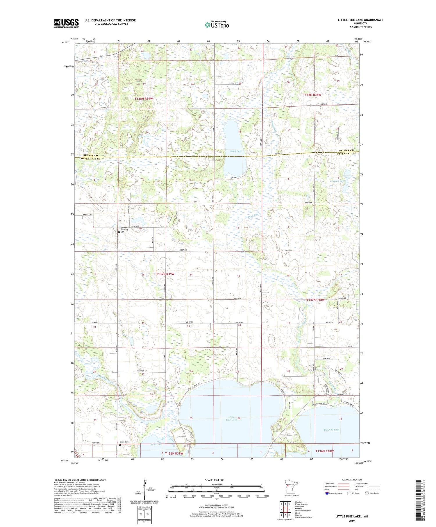 Little Pine Lake Minnesota US Topo Map Image