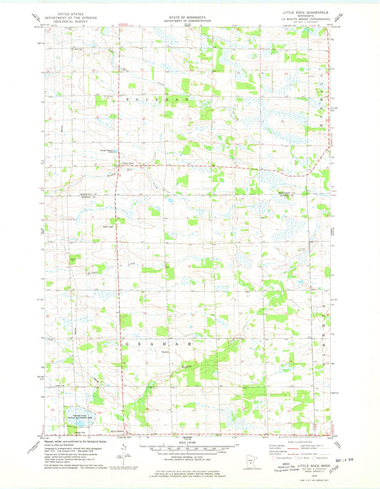 Classic USGS Little Rock Minnesota 7.5'x7.5' Topo Map Image