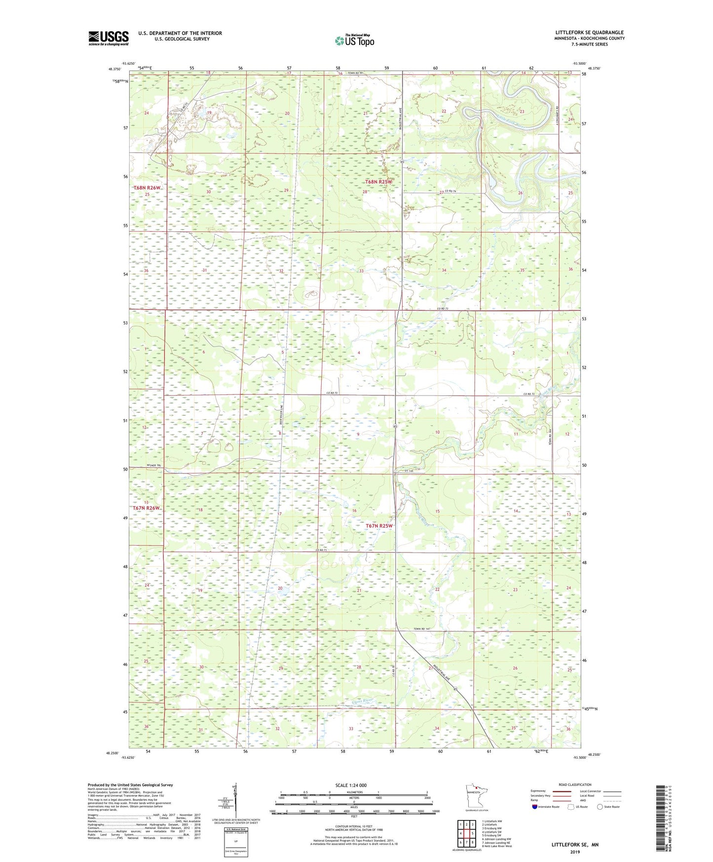 Littlefork SE Minnesota US Topo Map Image