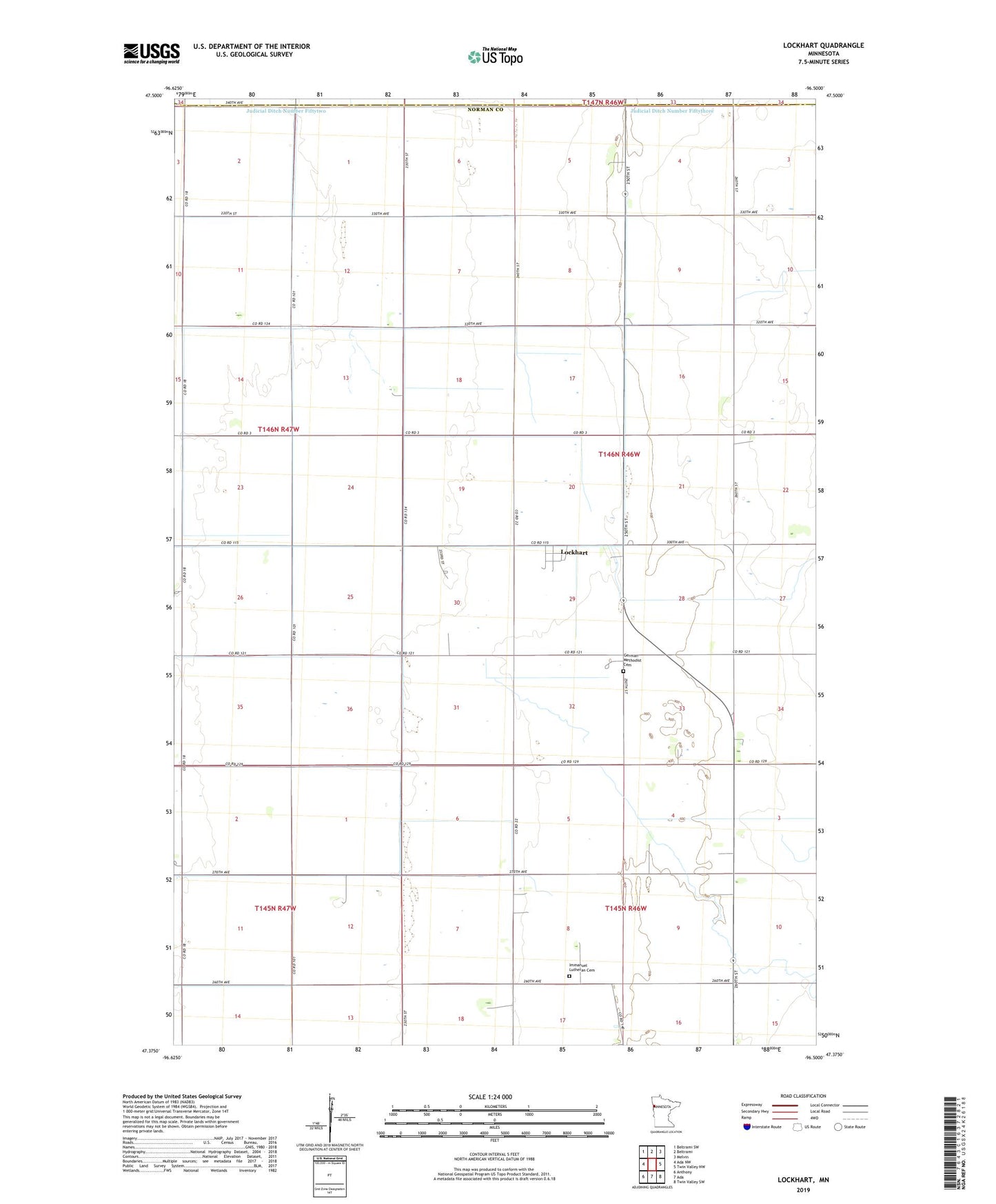 Lockhart Minnesota US Topo Map Image
