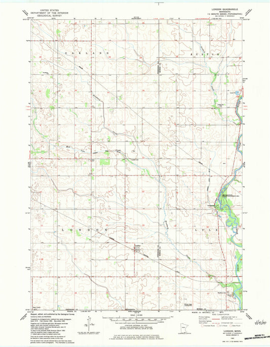 Classic USGS London Minnesota 7.5'x7.5' Topo Map Image