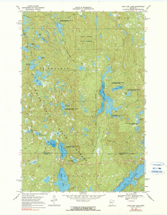 Classic USGS Long Lost Lake Minnesota 7.5'x7.5' Topo Map Image