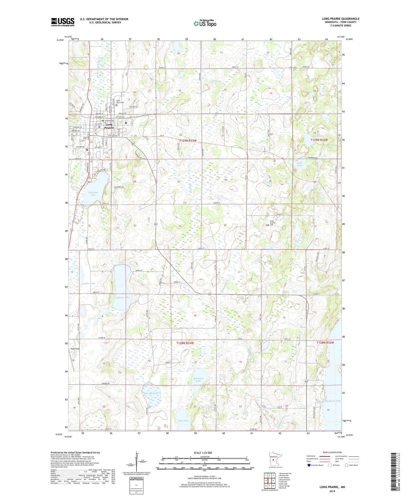 Long Prairie Minnesota US Topo Map Image