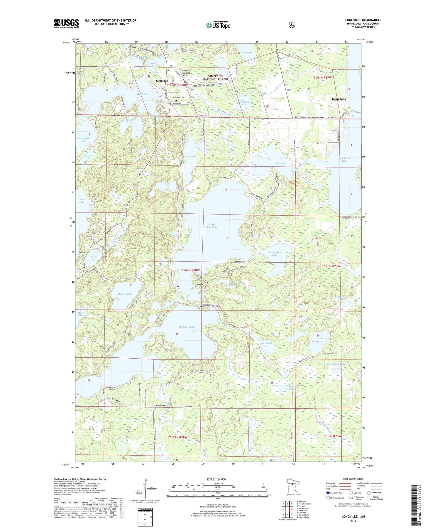 Longville Minnesota US Topo Map Image