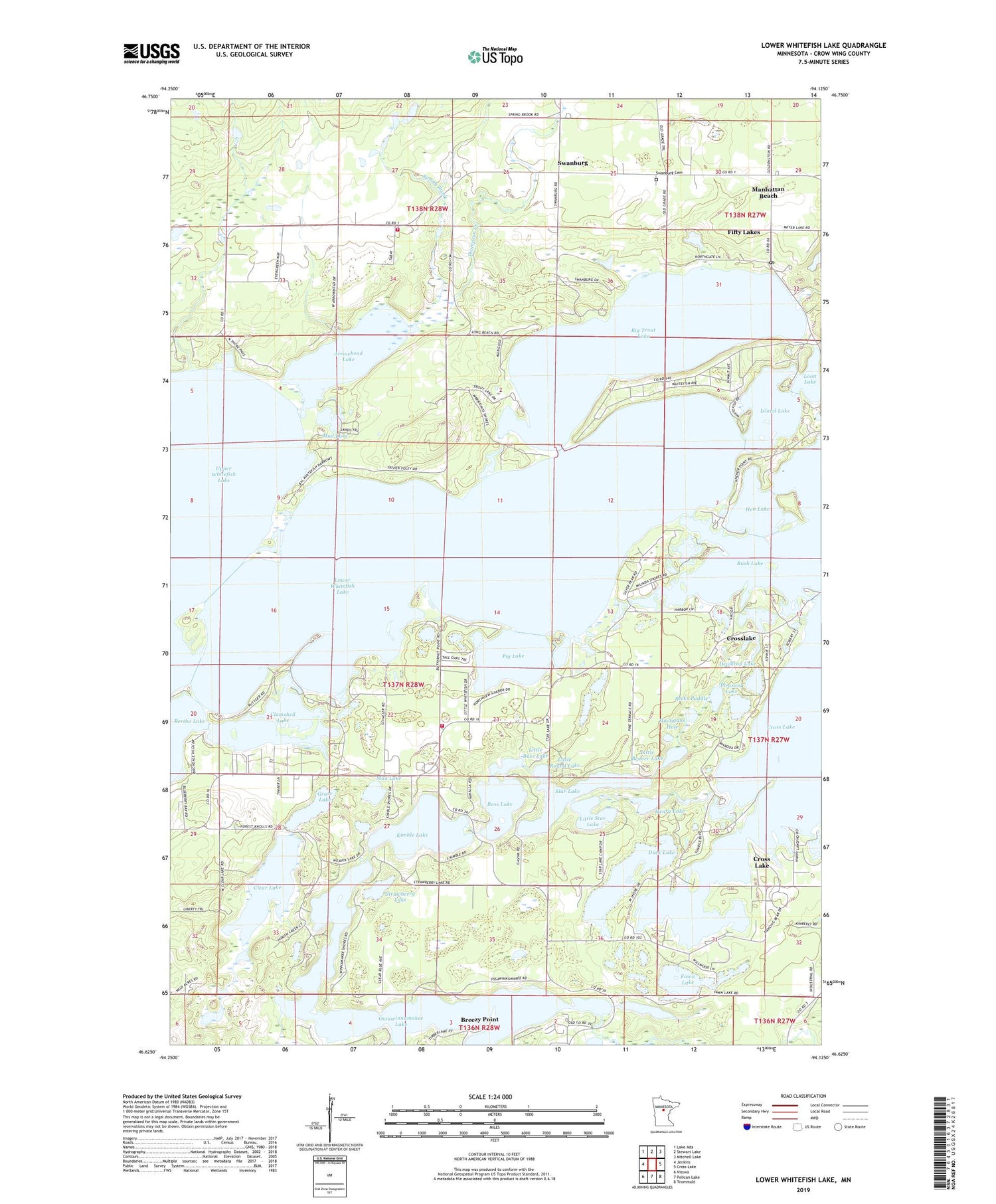 Lower Whitefish Lake Minnesota US Topo Map Image