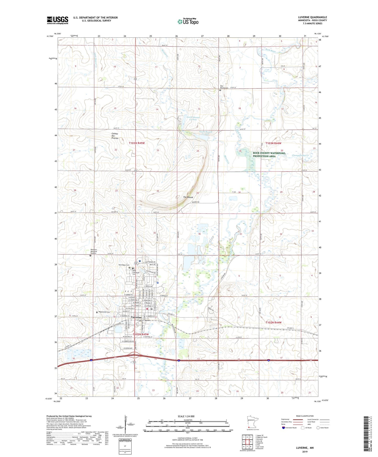Luverne Minnesota US Topo Map Image