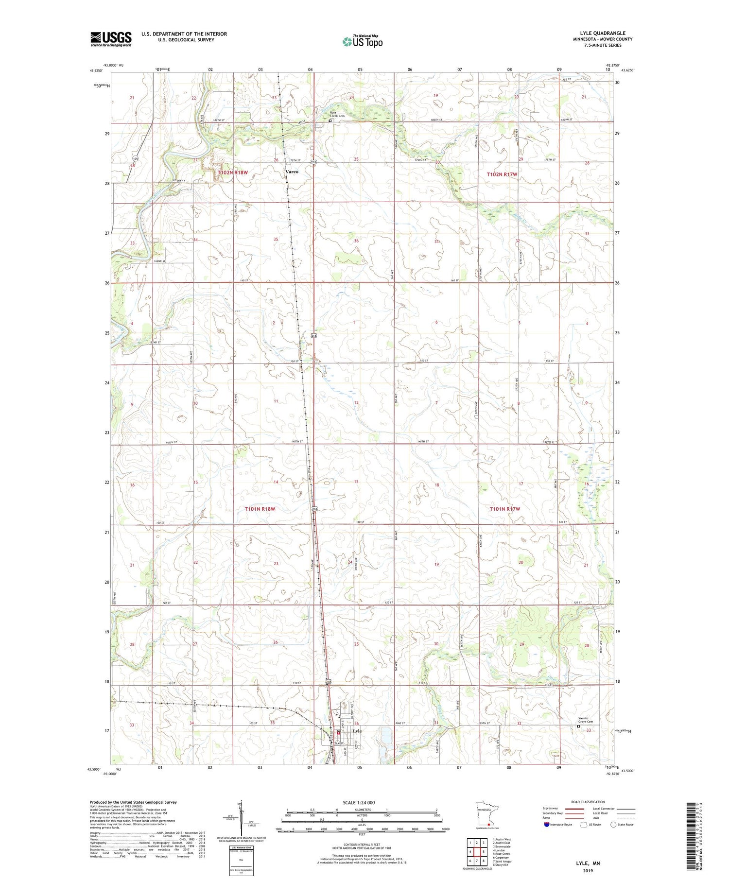 Lyle Minnesota US Topo Map Image