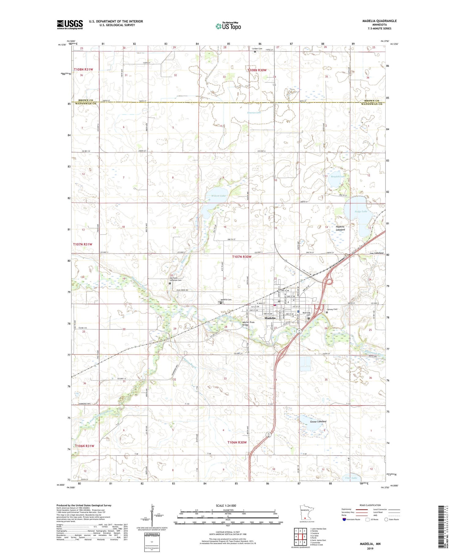 Madelia Minnesota US Topo Map Image