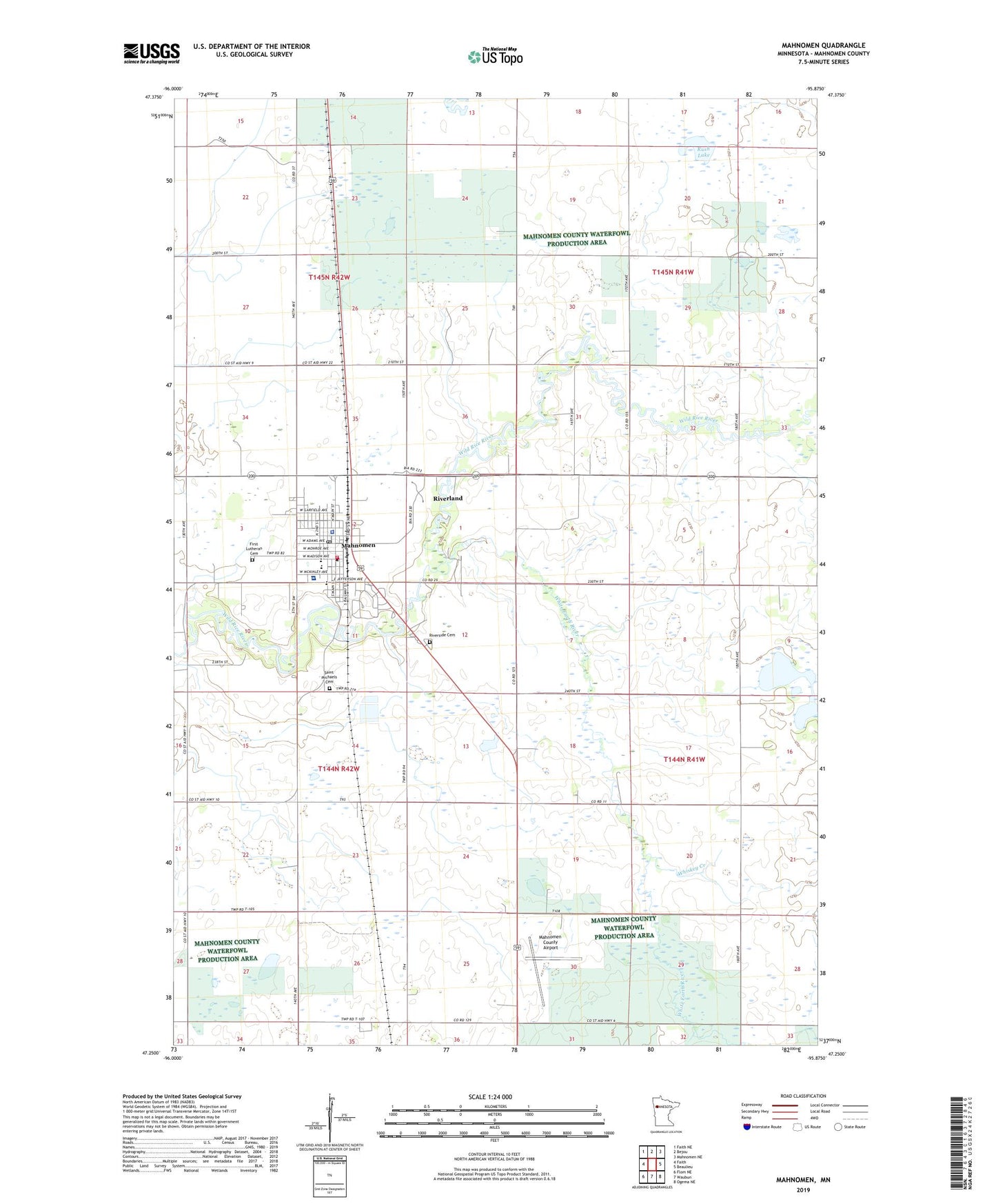 Mahnomen Minnesota US Topo Map Image