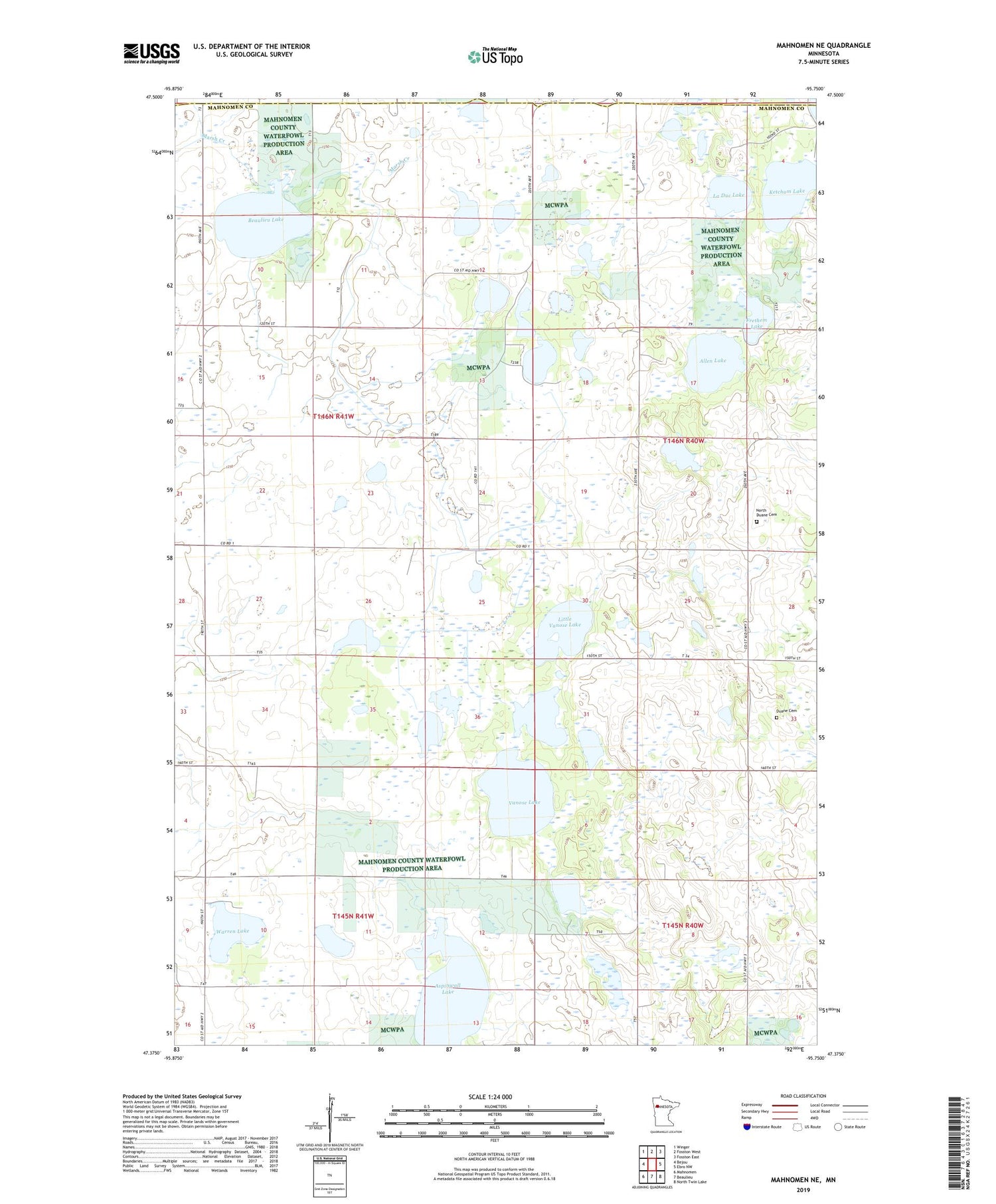 Mahnomen NE Minnesota US Topo Map Image