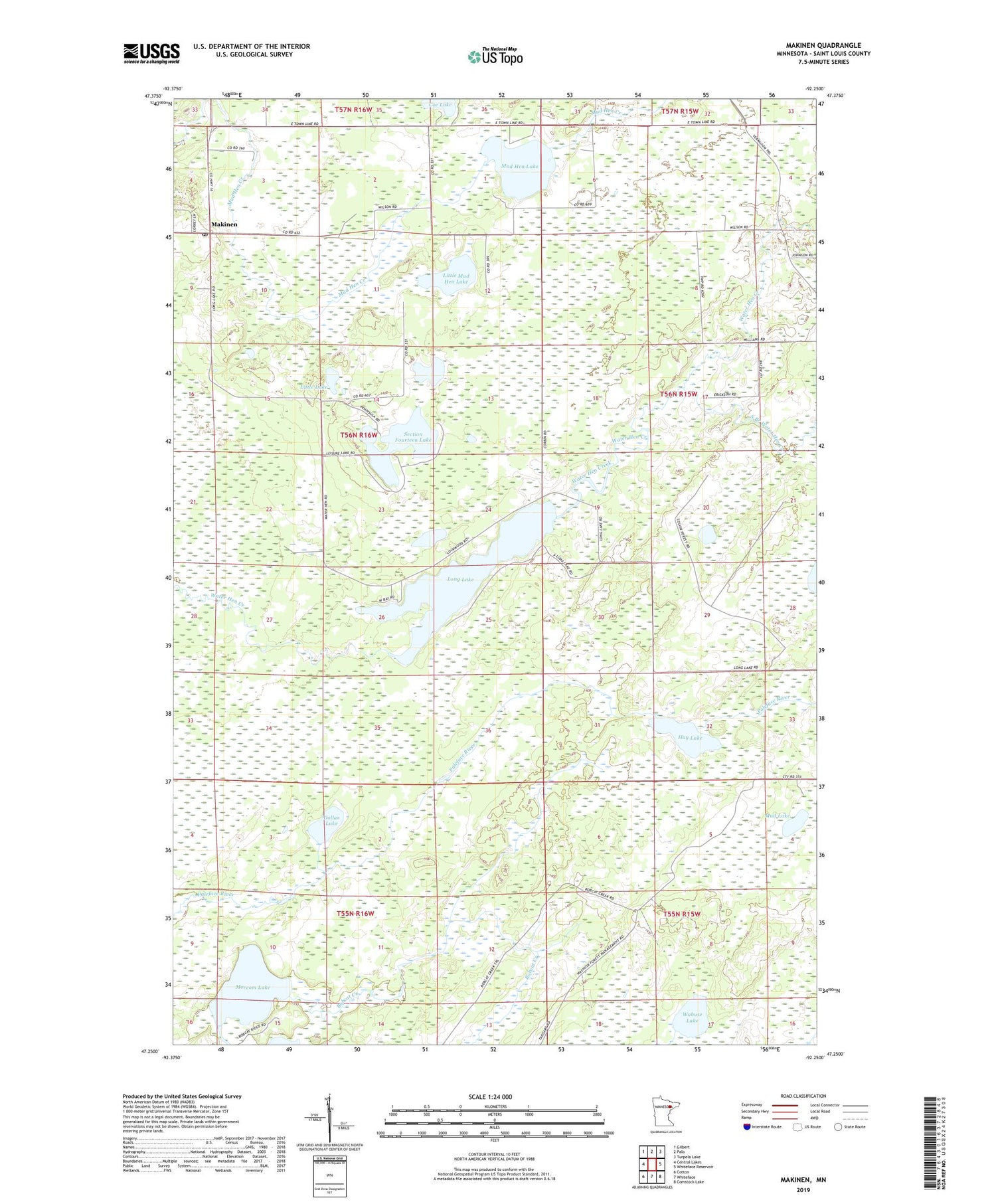 Makinen Minnesota US Topo Map Image