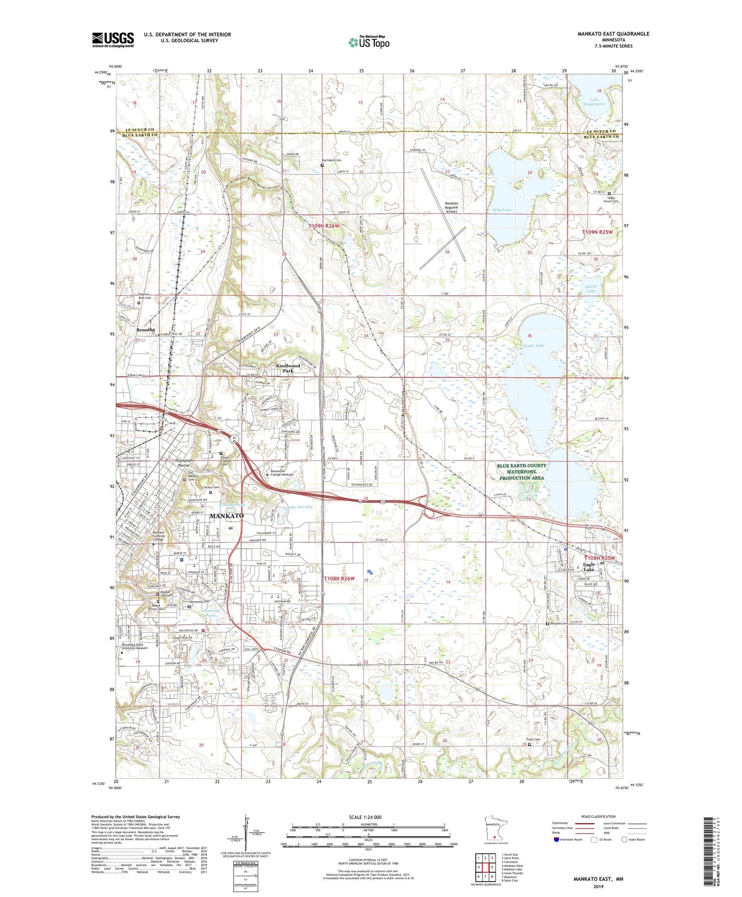 Mankato East Minnesota US Topo Map Image