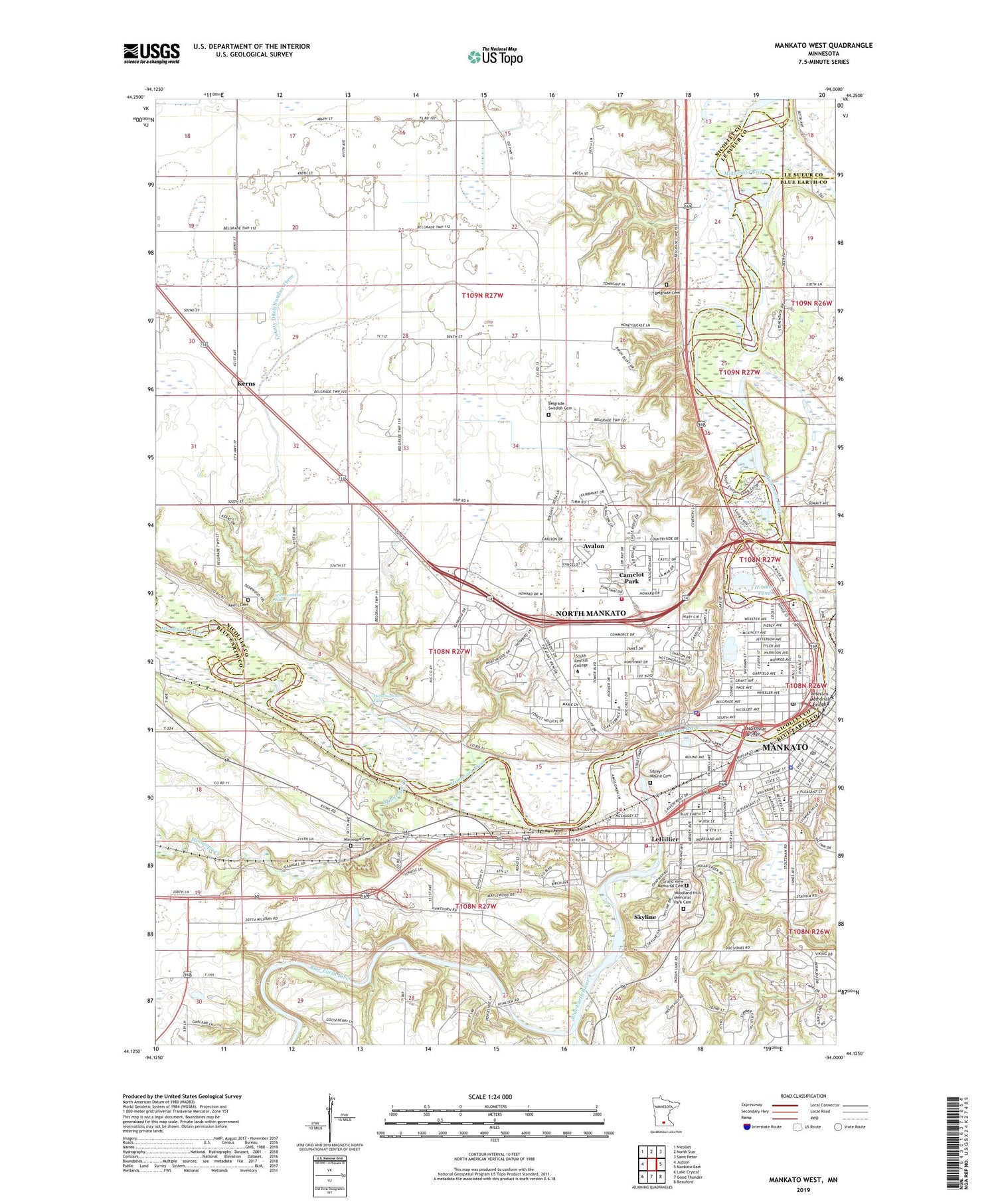 Mankato West Minnesota US Topo Map Image