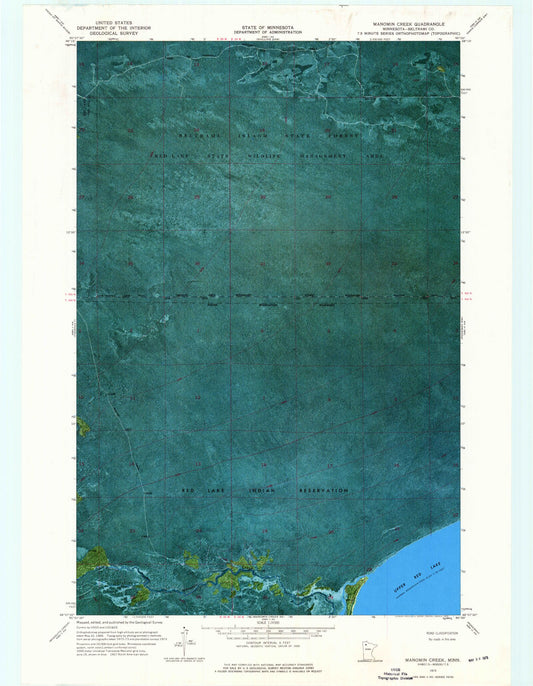 Classic USGS Manomin Creek Minnesota 7.5'x7.5' Topo Map Image