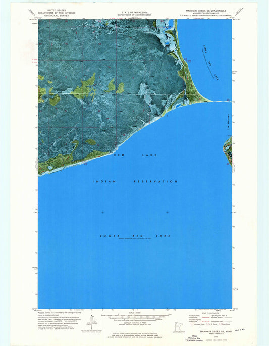 Classic USGS Manomin Creek SE Minnesota 7.5'x7.5' Topo Map Image