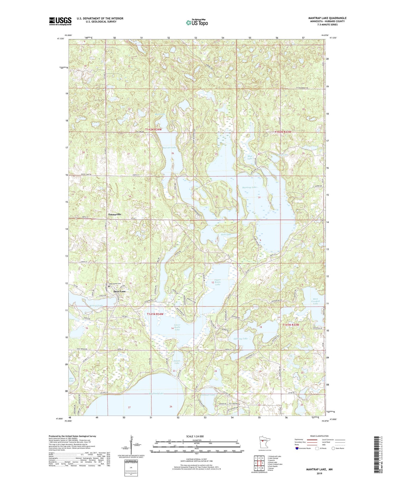 Mantrap Lake Minnesota US Topo Map Image